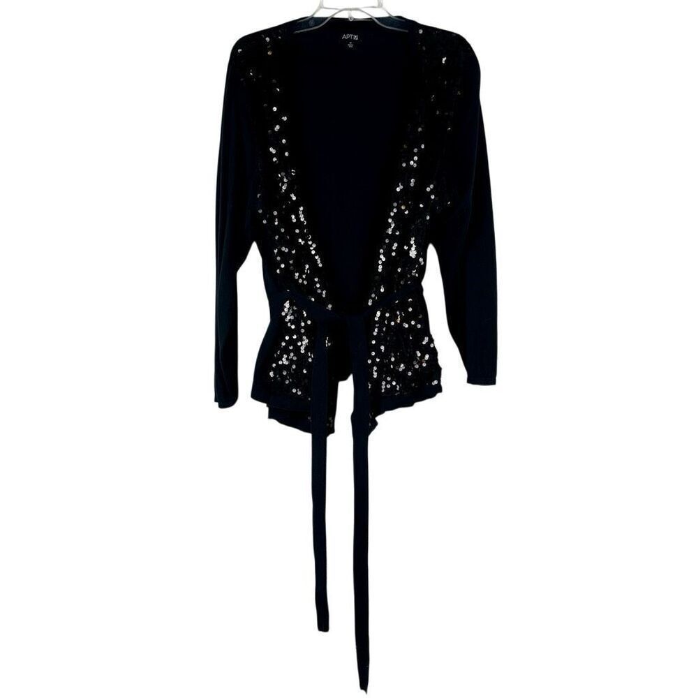 APT. 9 Black Sequined Cardigan Belt 1X